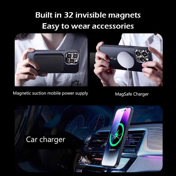 MagSafe ultra-thin metal camera frame frosted case for iPhone
