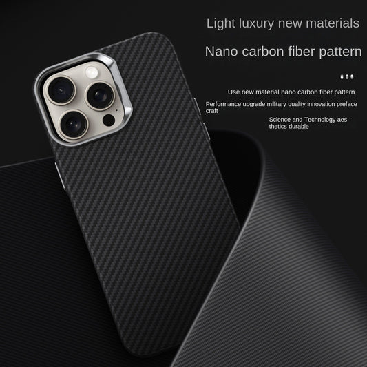 Metal Kevlar Fine Carbon Fiber Magnetic Phone Case for iPhone