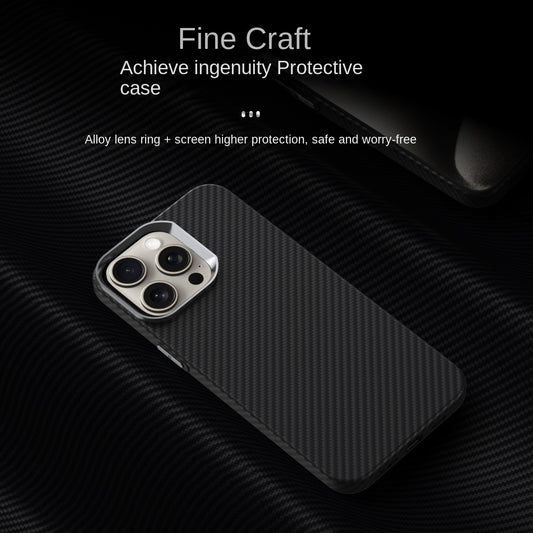 Metal Kevlar Fine Carbon Fiber Magnetic Phone Case for iPhone