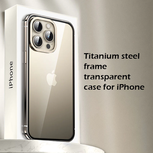 Titanium steel frame transparent case for iphone