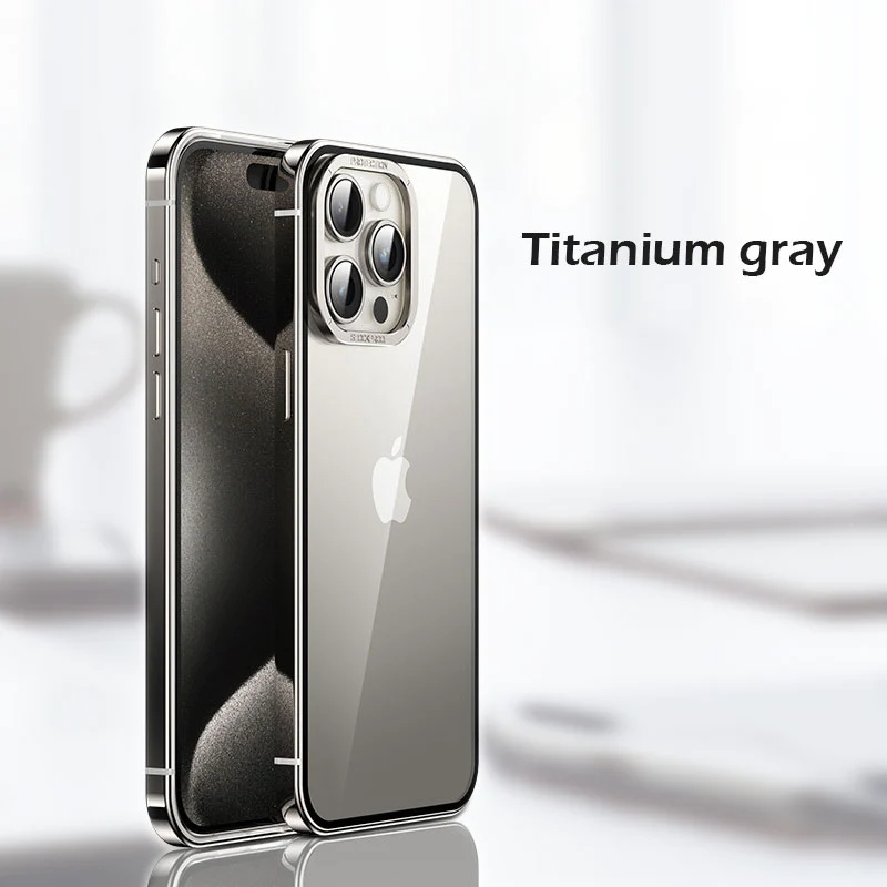 Titanium steel frame transparent case for iphone