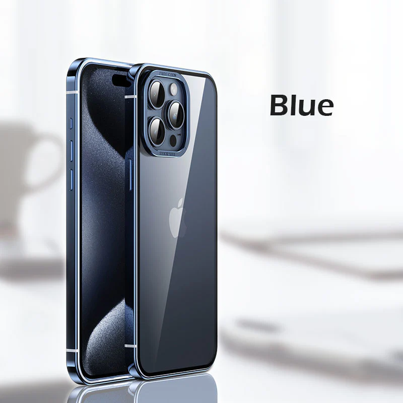 Titanium steel frame transparent case for iphone