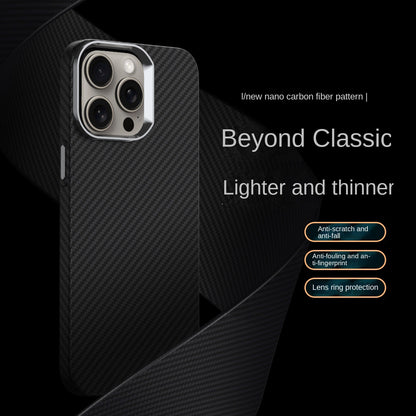 Metal Kevlar Fine Carbon Fiber Magnetic Phone Case for iPhone