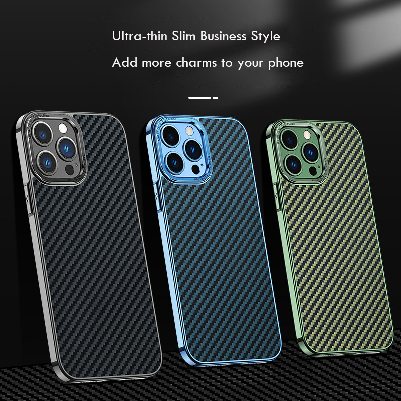 MagSafe ultra-thin electroplated frame carbon fiber case for iphone