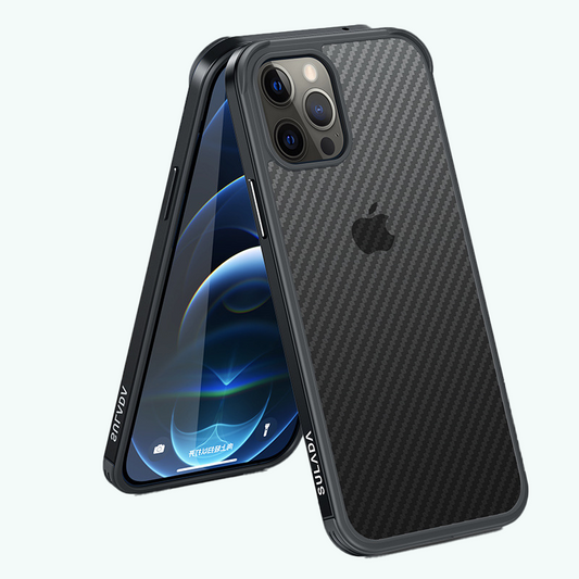 Carbon fiber texture metal frame iphone case