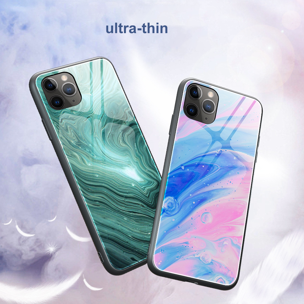 Marble tempered glass iPhone case