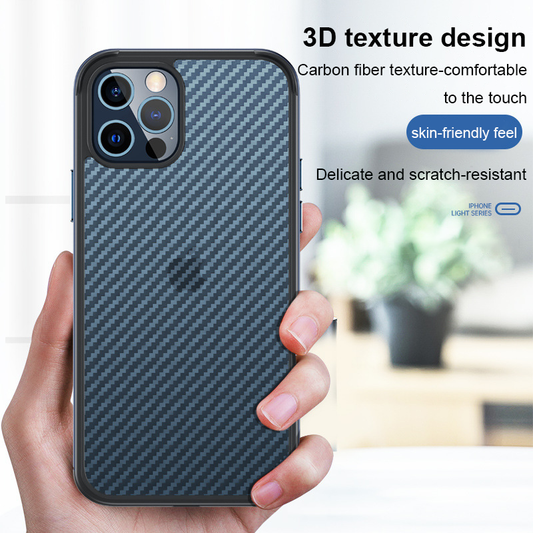 Carbon fiber texture metal frame iphone case